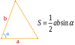 Площадь треугольника через две стороны и угол