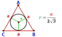 Радиус вписанной окружности правильного треугольника