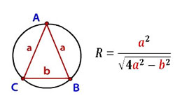 Радиус описанной окружности равнобедренного треугольника